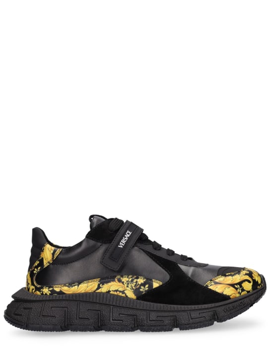 Versace Barocco printed leather & mesh sneakers