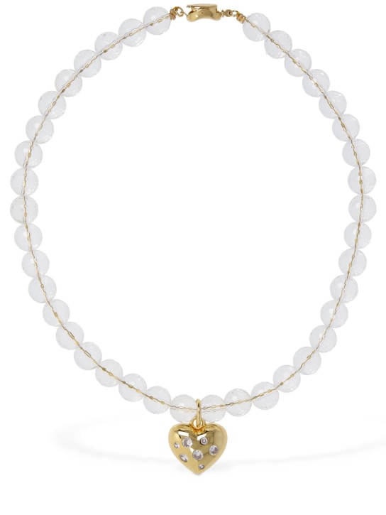 Timeless Pearly Heart charm collar necklace