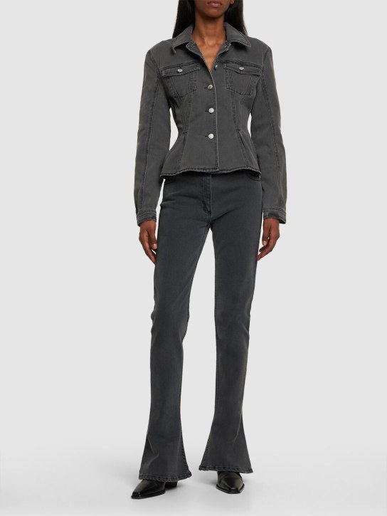 Magda Butrym: Flared cotton denim jacket - Black - women_1 | Luisa Via Roma