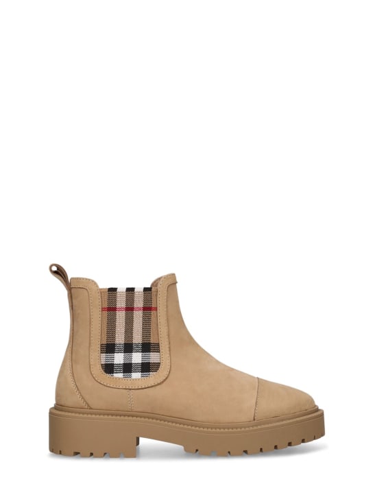 Burberry Check print leather Chelsea boots