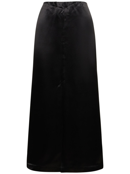 Loulou De Saison: Lys silk blend midi skirt - Black - women_0 | Luisa Via Roma