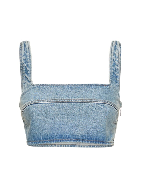Loulou De Saison: Anet cotton denim bra top - Light Blue - women_0 | Luisa Via Roma