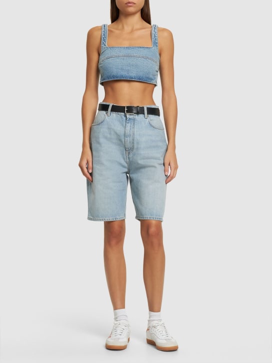 Loulou De Saison: Anet cotton denim bra top - Light Blue - women_1 | Luisa Via Roma