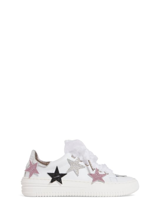Monnalisa Embroidered leather sneakers