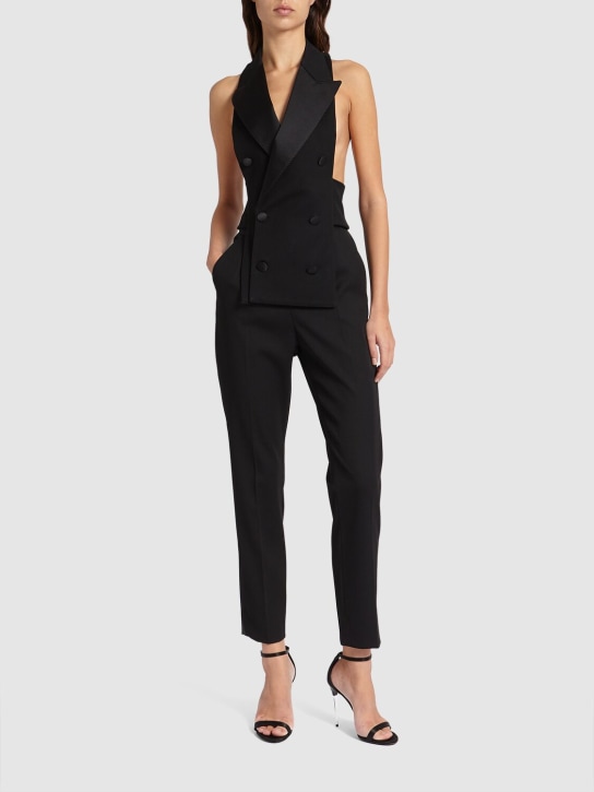 Dolce&Gabbana: Wool blend double breast vest - Black - women_1 | Luisa Via Roma