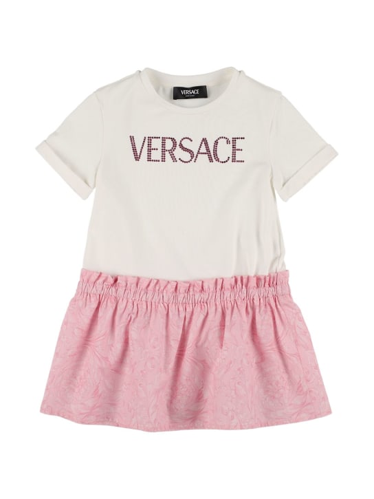 Versace Printed cotton jersey & poplin dress