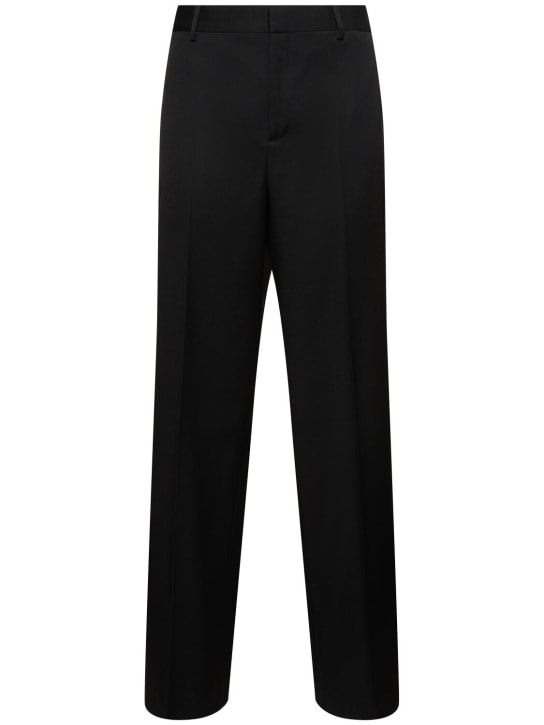 Versace: Taillierte Hose aus Wolltwill - Schwarz - men_0 | Luisa Via Roma