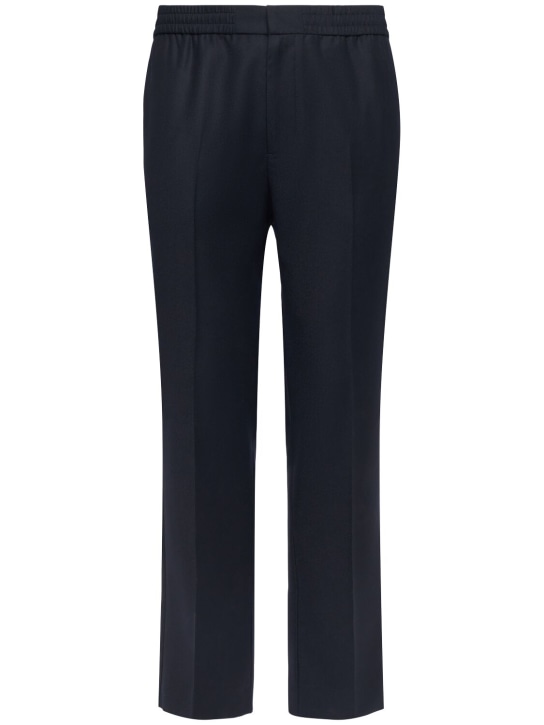 AMI Paris: Light flannel wool pants - Midnight Blue - men_0 | Luisa Via Roma