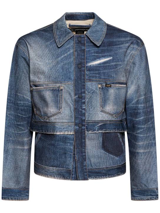 Andersson Bell: Denimjacke mit doppeltem Bund und Trompe l'oeil - men_0 | Luisa Via Roma