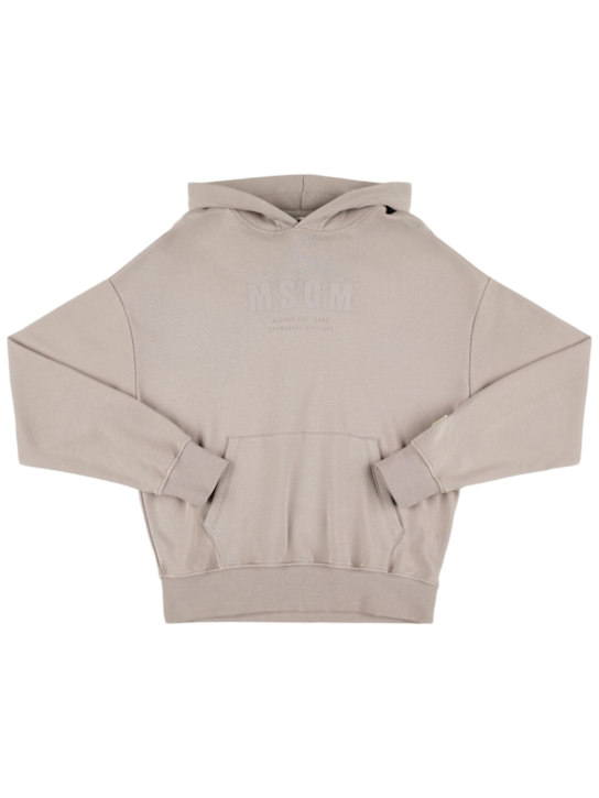 MSGM: 印花棉质连帽卫衣 - 石色 - kids-boys_0 | Luisa Via Roma