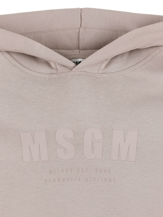 MSGM: 印花棉质连帽卫衣 - 石色 - kids-boys_1 | Luisa Via Roma