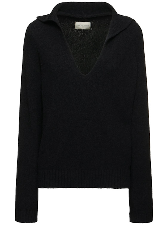 Loulou De Saison: Bahia cotton blend V neck sweater - Black - women_0 | Luisa Via Roma