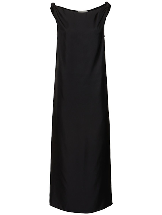 Loulou De Saison: Moun sleeveless draped silk midi dress - Black - women_0 | Luisa Via Roma