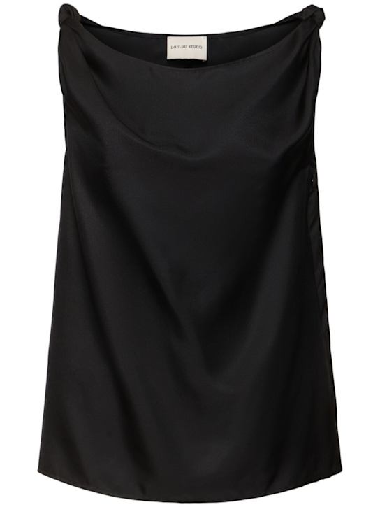 Loulou De Saison: Remy ドレープドシルクトップ - ブラック - women_0 | Luisa Via Roma