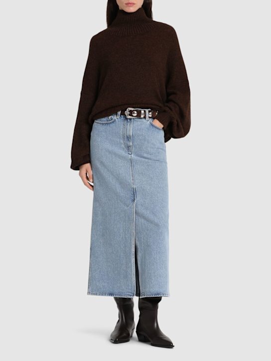Loulou De Saison: Rona cotton denim long skirt - Blue - women_1 | Luisa Via Roma
