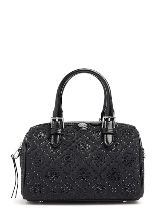 Tory Burch: T Monogram hotfix petite barrel bag - Black - women_0 | Luisa Via Roma