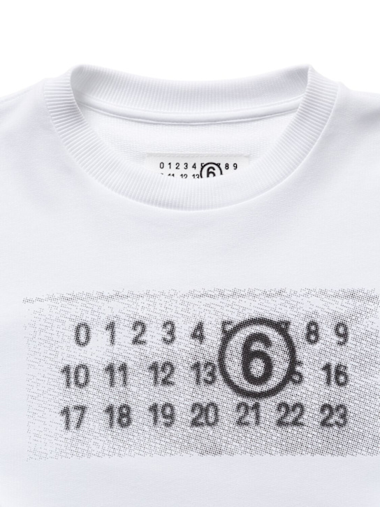 MM6 Maison Margiela: Felpa in cotone stampato - Bianco - kids-girls_1 | Luisa Via Roma