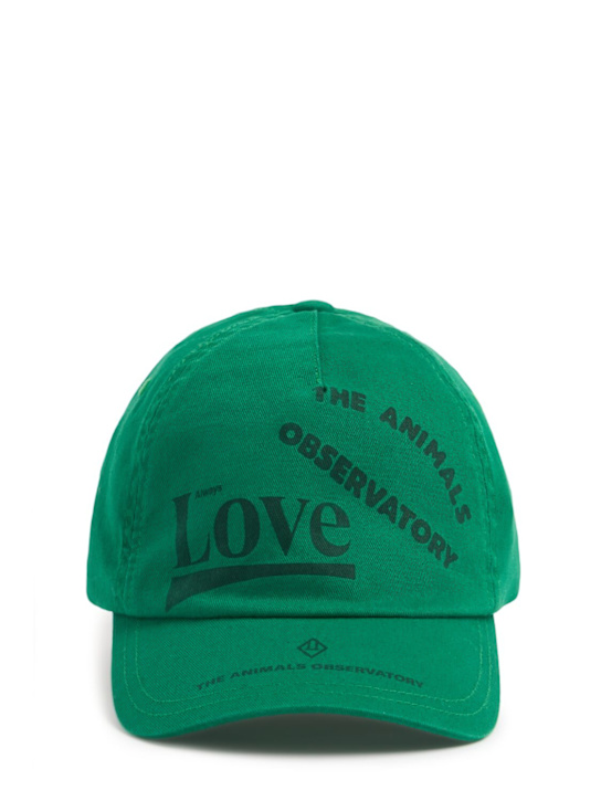 The Animals Observatory: Logo cotton baseball hat - Green - kids-boys_0 | Luisa Via Roma