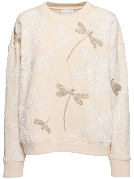 Forte_forte: Embroidered cotton sweatshirt - White - women_0 | Luisa Via Roma