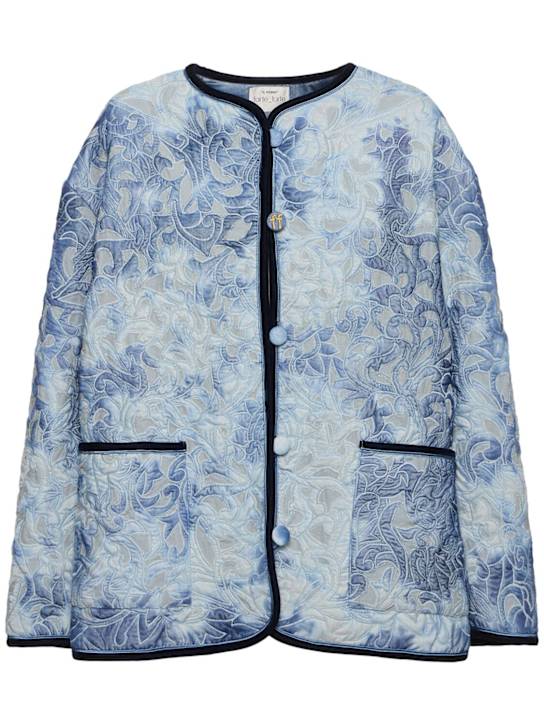Forte_forte: Tie-dye cotton velvet blouson - Blue/Multi - women_0 | Luisa Via Roma