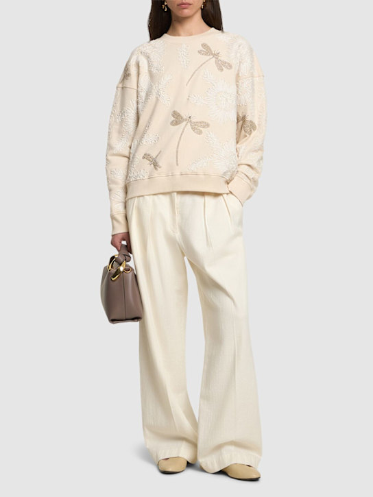 Forte_forte: Embroidered cotton sweatshirt - White - women_1 | Luisa Via Roma