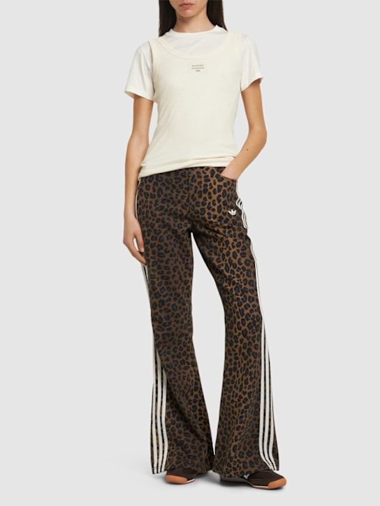 adidas Originals: Leopard print denim flared pants - Multicolor - women_1 | Luisa Via Roma