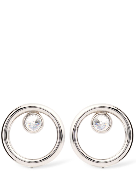 Alessandra Rich: Hoop crystal earrings - Silver - women_0 | Luisa Via Roma