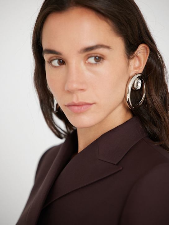 Alessandra Rich: Hoop crystal earrings - Silver - women_1 | Luisa Via Roma