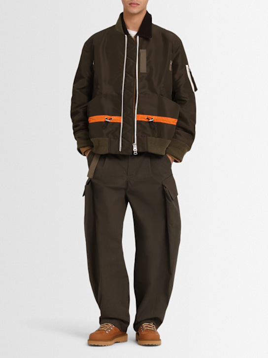 Sacai: Nylon twill jacket - D/Khaki - men_1 | Luisa Via Roma