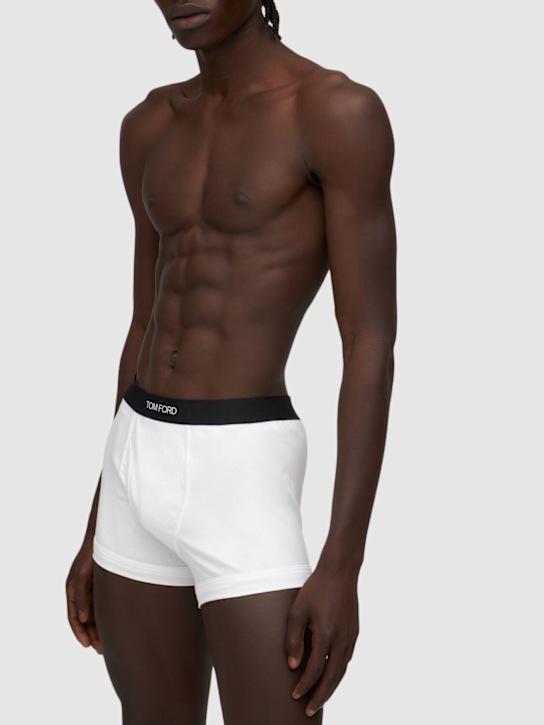 Tom Ford: PACK DE 2 CALZONCILLOS BOXER DE ALGODÓN - Blanco - men_1 | Luisa Via Roma