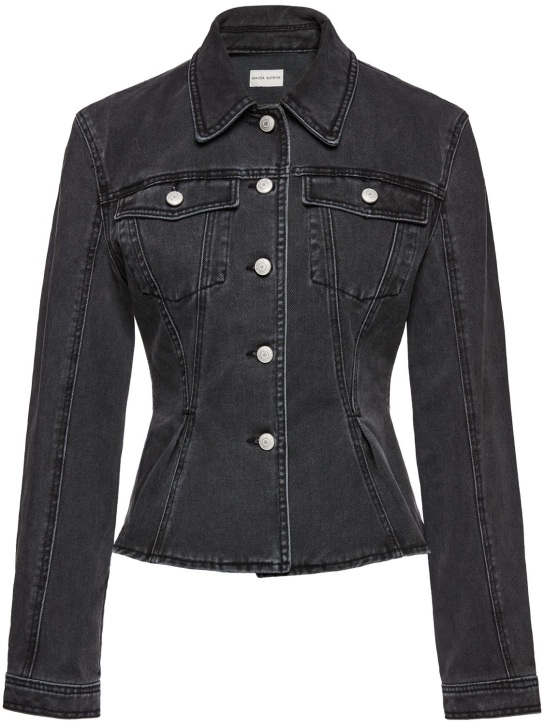 Magda Butrym: Flared cotton denim jacket - Black - women_0 | Luisa Via Roma