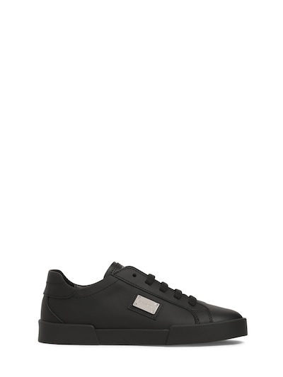 Dolce & Gabbana Metal logo leather lace-up sneakers