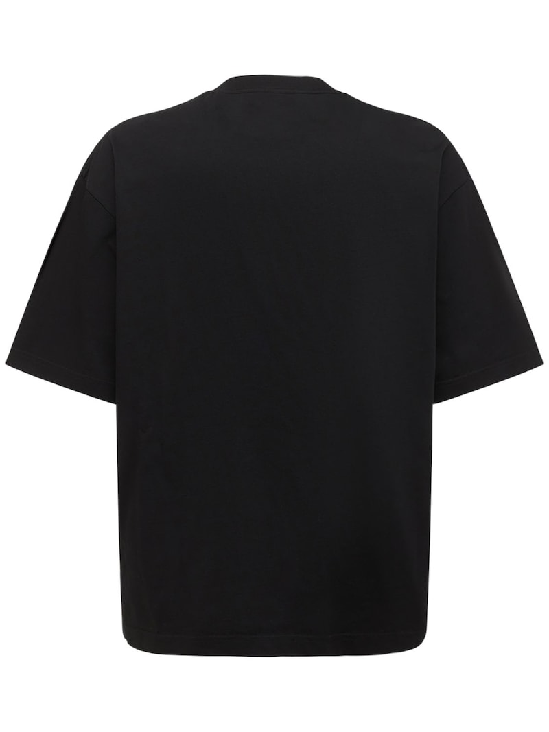 Shop Balenciaga Printed Cotton T-shirt In Black,white
