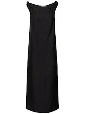 Loulou De Saison: Ärmelloses Midikleid aus drapierte Seide „Moun“ - Schwarz - women_0 | Luisa Via Roma
