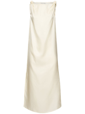 Loulou De Saison: Moun sleeveless draped silk midi dress - White - women_0 | Luisa Via Roma